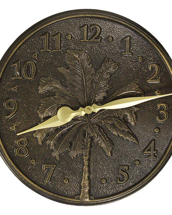 Whitehall Palm Tree Clock, French Bronze, 16" dia.