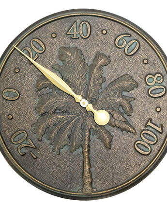 Whitehall Palm Tree Thermometer, Bronze Verdi, 16" dia.