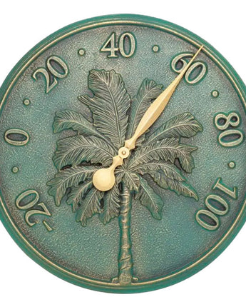 Whitehall Palm Tree Thermometer, Bronze Verdi, 16" dia.