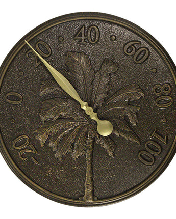 Whitehall Palm Tree Thermometer, French Bronze, 16" dia.
