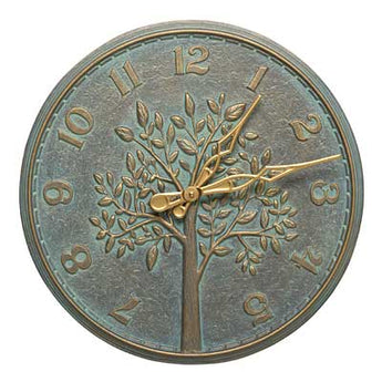 Whitehall Tree of Life Wall Clock, Bronze Verdigris, 16" dia