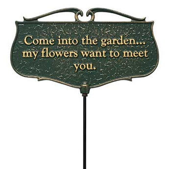 Whitehall Garden Poems "Come into the garden..." Plaque
