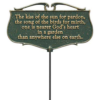 Whitehall Garden Poems "The kiss of the sun..." Plaque