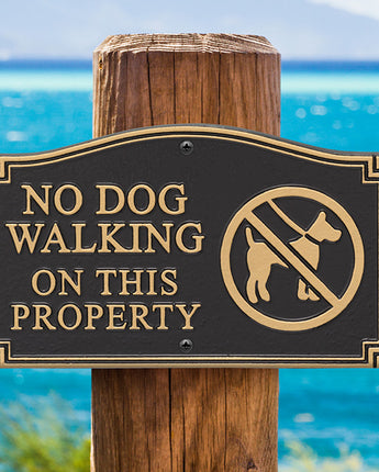 Whitehall No Dog Walking Plaque with Graphic, Black/Gold