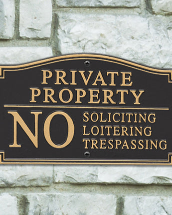 Whitehall No Soliciting Loitering Trespassing Plaque, Black