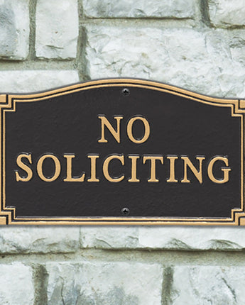 Whitehall No Soliciting Plaque, Black/Gold