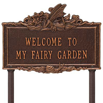 Whitehall Welcome to My Fairy Garden Lawn Marker, Ant. Cppr
