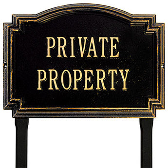 Whitehall Williamsburg Private Property Marker, Black/Gold