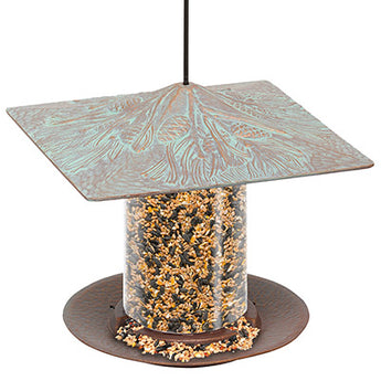 Whitehall Pinecone Tube Bird Feeder, Copper Verdi