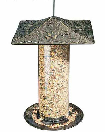 Whitehall Oak Leaf Large Tube Bird Feeder, French Bronze