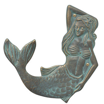 Whitehall Mermaid Towel Hook, Left Curve, Bronze Verdigris