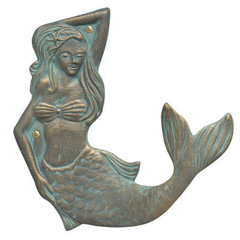 Whitehall Mermaid Towel Hook, Right Curve, Bronze Verdigris