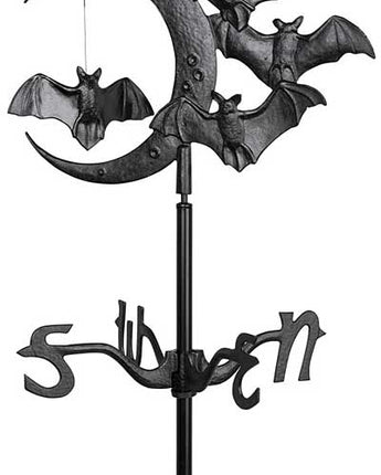 Whitehall Bat and Moon Garden Weathervane, Black